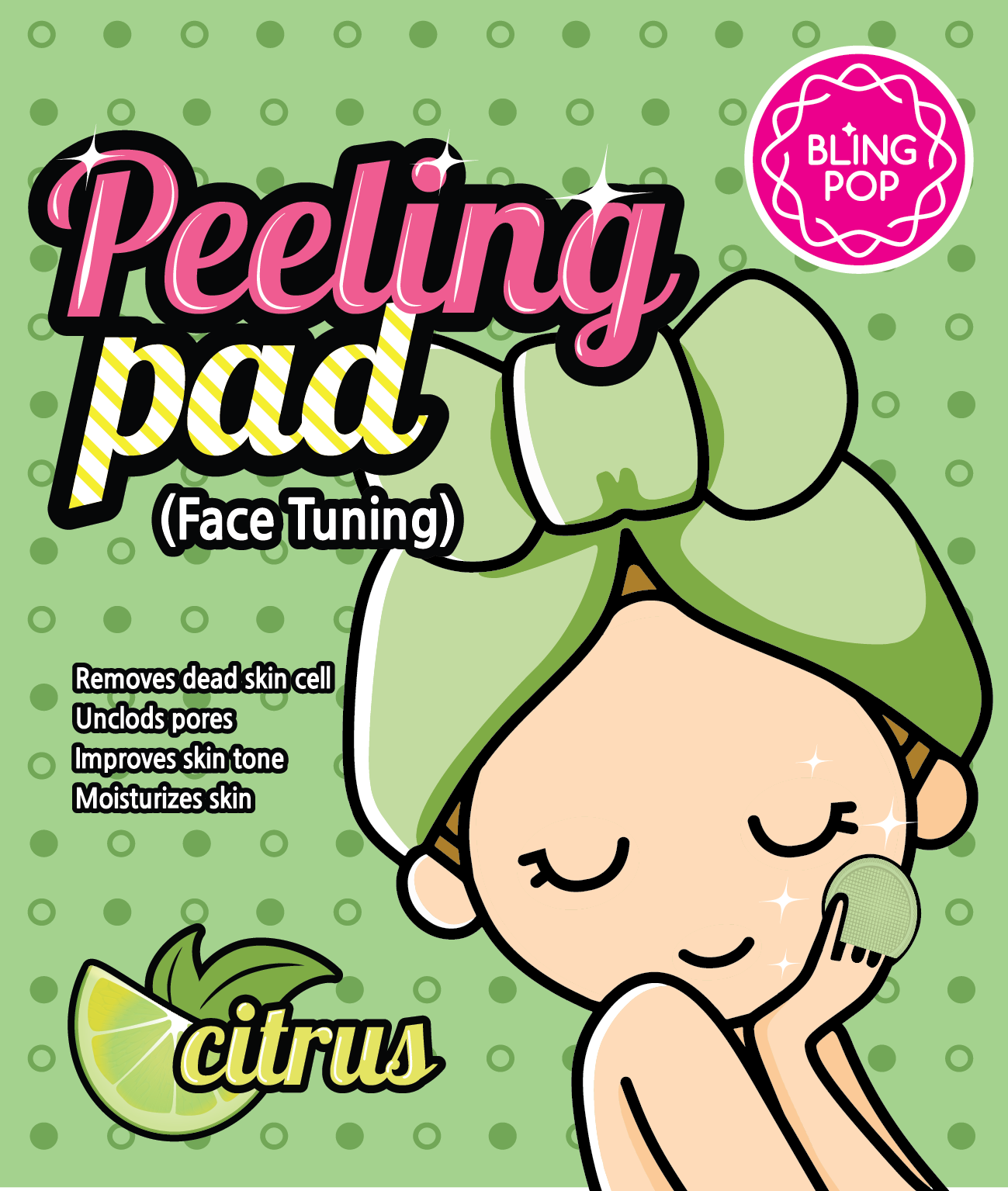 مناديل بلينج بوب تقشير وترطيب الوجه  - 5 قطع - Blingpop Citrus Face Tuning Peeling Pad