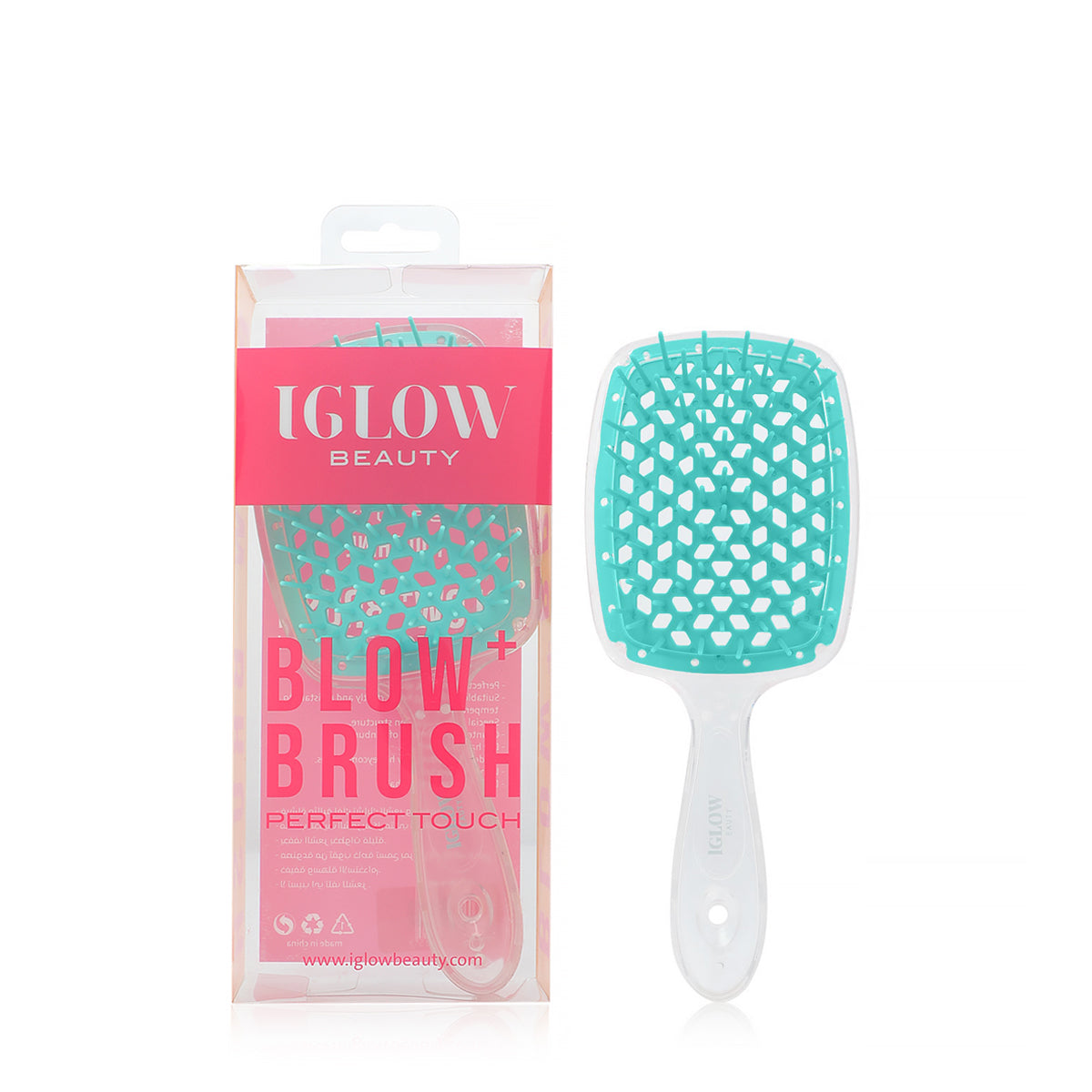 Iglow Blow+ hair brush Green Transparent